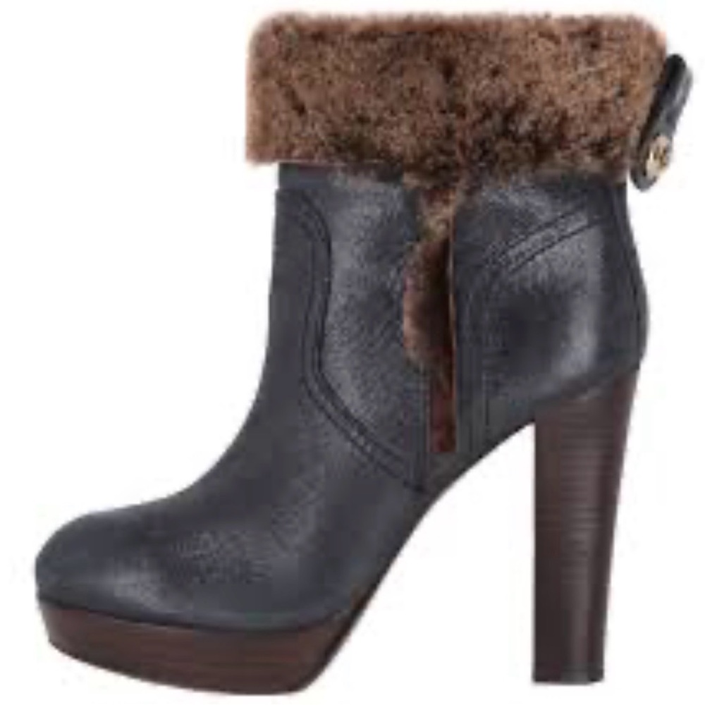 Tory Burch Leather & Shearling Sebastian ankle boots $400